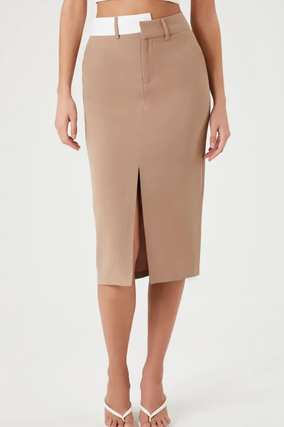 Asymmetrical Split-Hem Midi Skirt