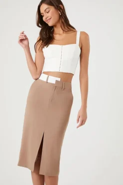 Asymmetrical Split-Hem Midi Skirt