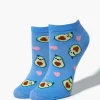 Avocado & Heart Print Ankle Socks