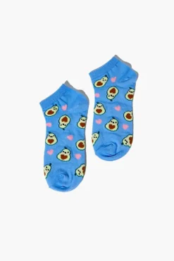 Avocado & Heart Print Ankle Socks