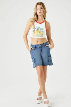 Baggy Denim Cargo Bermuda Shorts