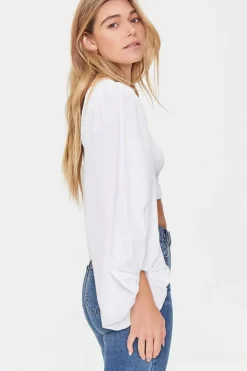 Balloon-Sleeve Crop Top