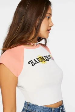 Barbados Graphic Cropped Raglan Tee
