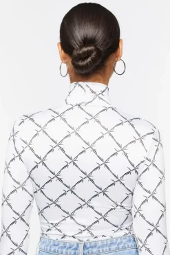 Barbed Wire Mock Neck Bodysuit