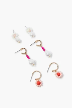 Beaded Floral Drop Earrings