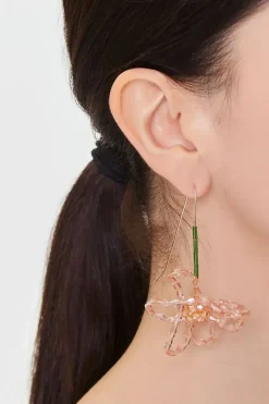 Beaded Flower Drop Earrings