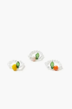Beaded Fruit Stretch Ring Set