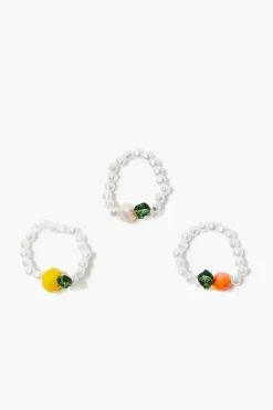 Beaded Fruit Stretch Ring Set