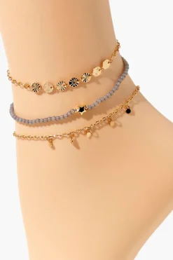 Beaded Star Anklet Set