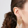 Beaded Statement Drop Earrings