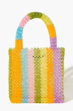 Beaded Striped Tote Bag