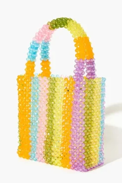 Beaded Striped Tote Bag