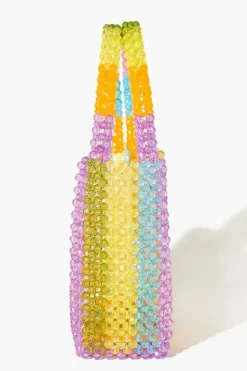Beaded Striped Tote Bag