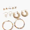 Beaded Stud & Hoop Earrings Set