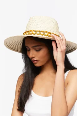 Beaded-Trim Panama Hat