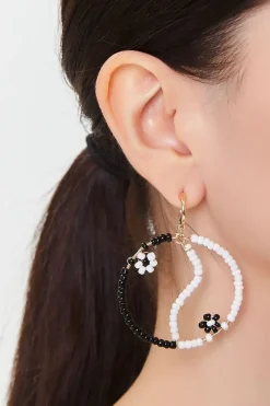 Beaded Yin Yang Drop Earrings