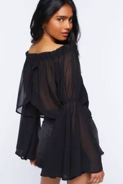 Bell Sleeve Off-The-Shoulder Top