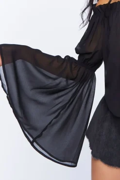 Bell Sleeve Off-The-Shoulder Top