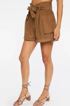 Belted Corduroy Paperbag Shorts