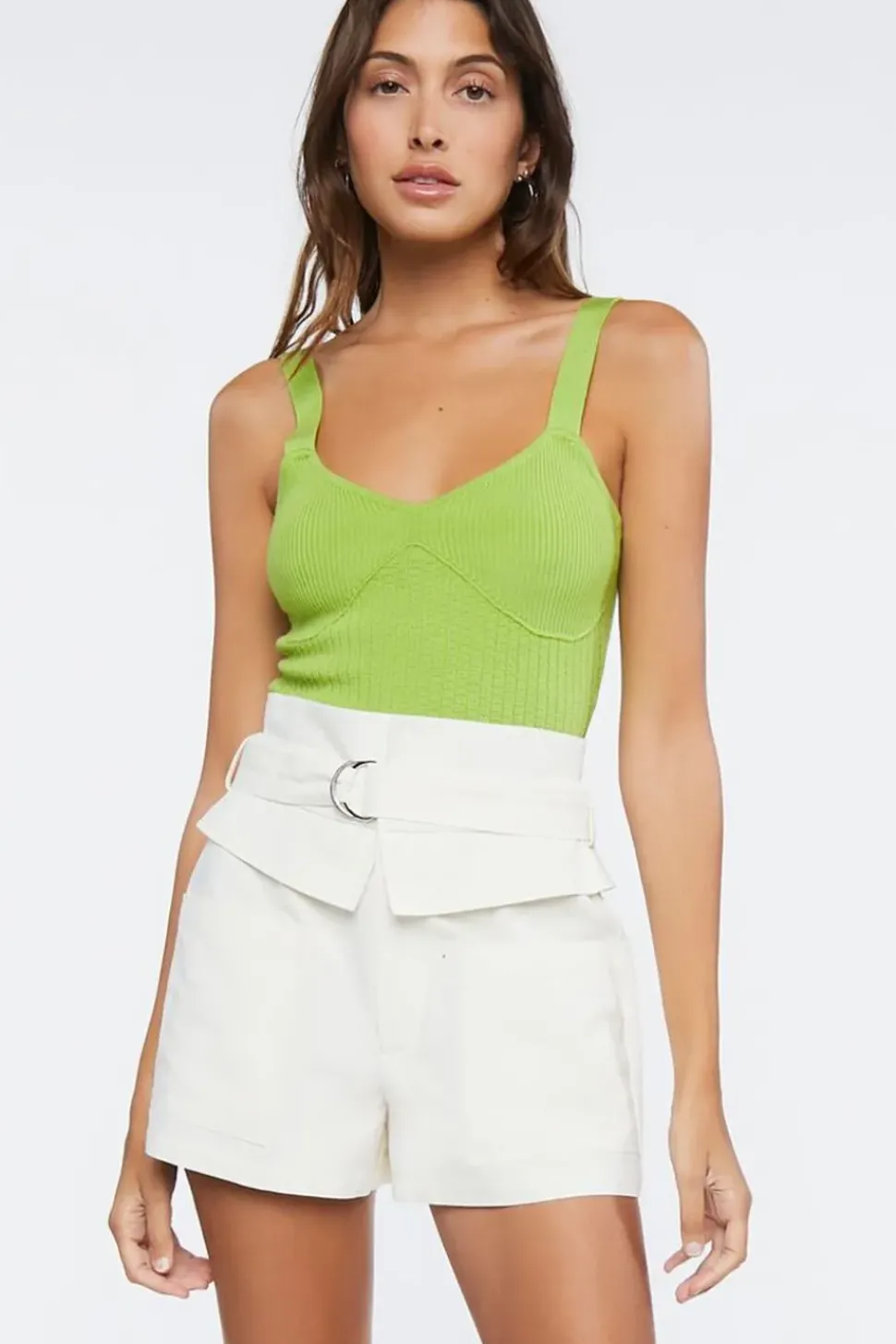 Belted High-Rise Foldover Shorts