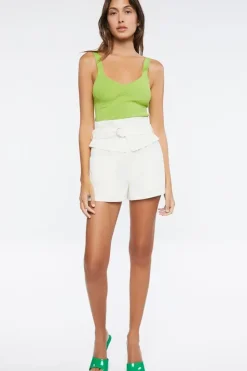 Belted High-Rise Foldover Shorts