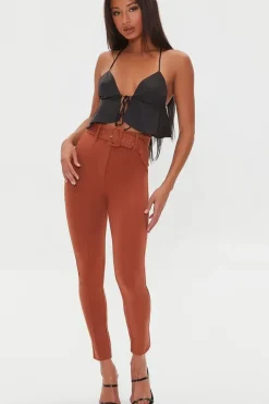 Belted High-Rise Skinny Pants
