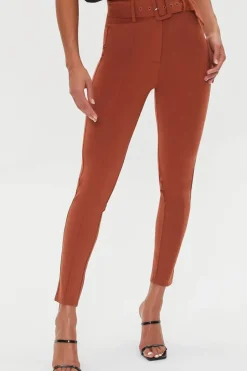 Belted High-Rise Skinny Pants
