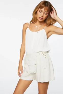 Belted Linen-Blend Shorts