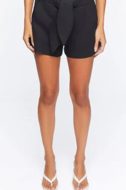 Belted Linen-Blend Shorts