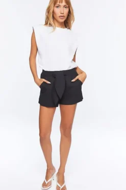 Belted Linen-Blend Shorts
