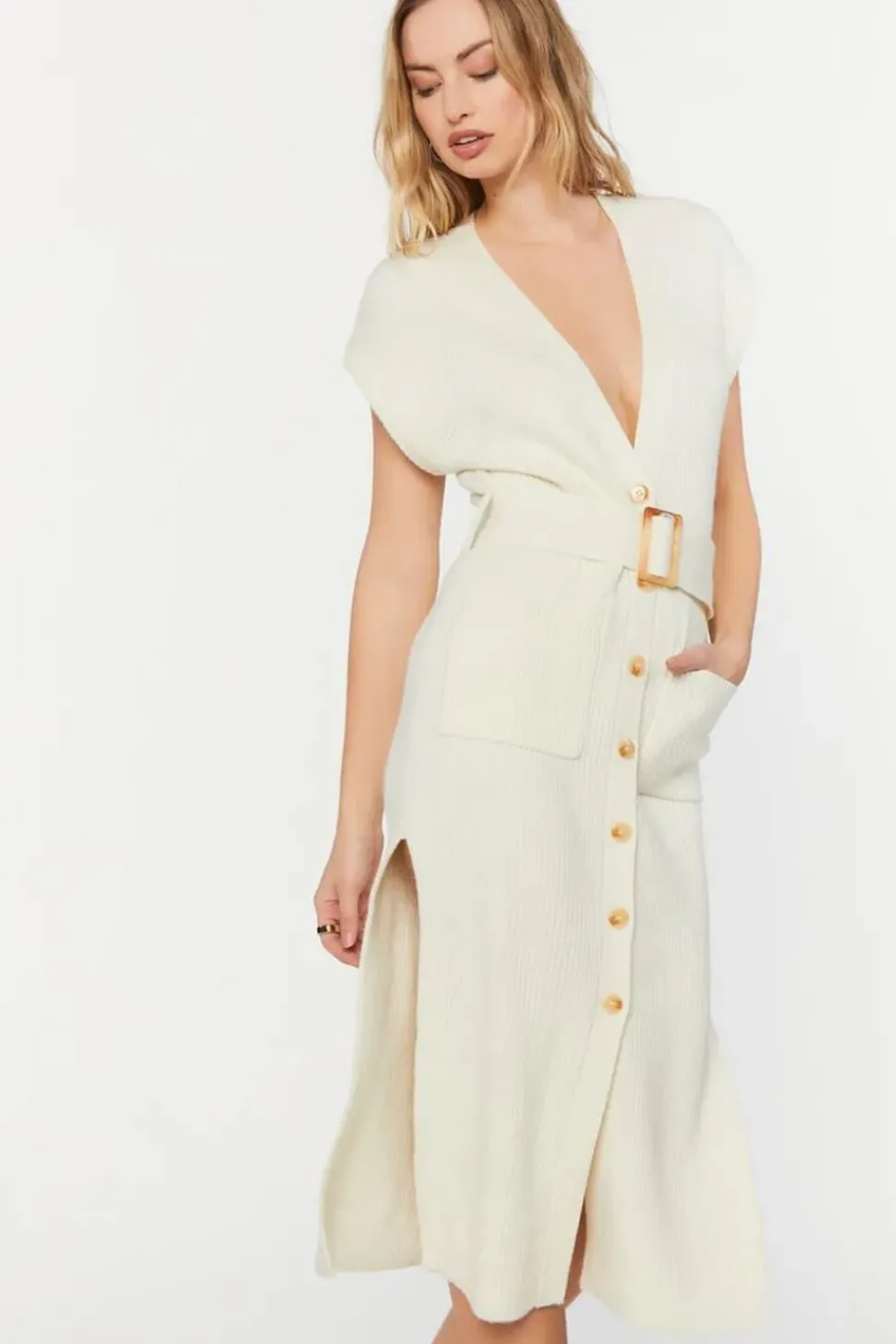 Belted Midi Sweater Dress