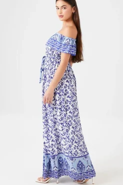 Belted Off-The-Shoulder Maxi Dress