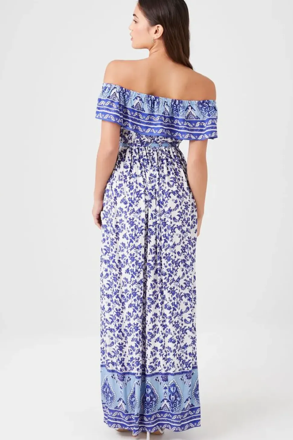 Belted Off-The-Shoulder Maxi Dress