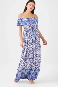 Belted Off-The-Shoulder Maxi Dress