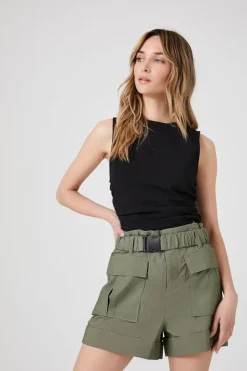 Belted Paperbag Cargo Shorts