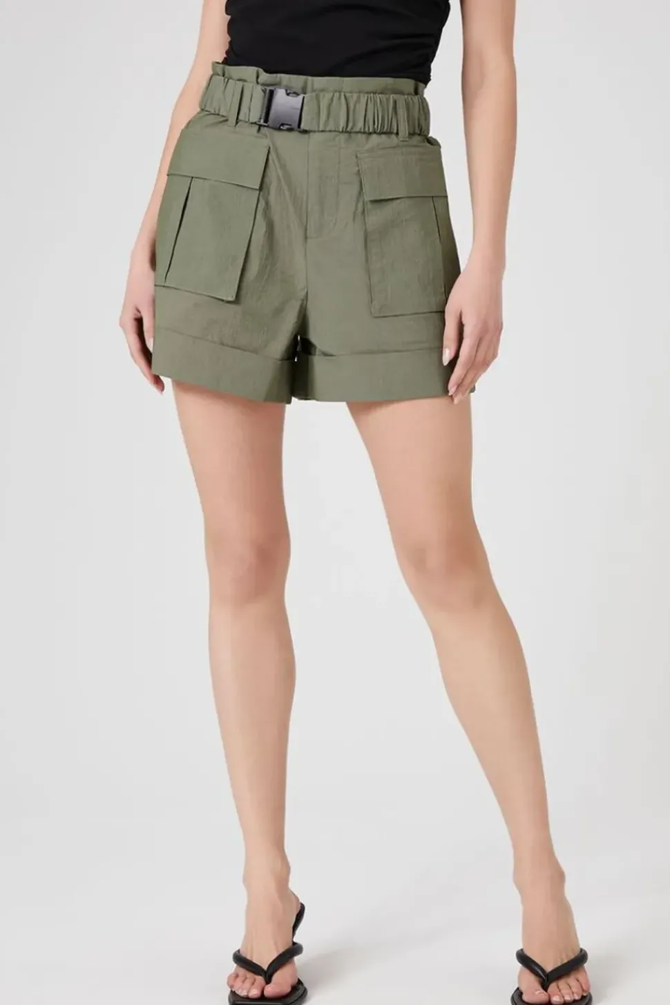 Belted Paperbag Cargo Shorts