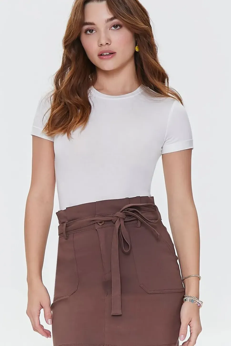 Belted Paperbag Mini Skirt