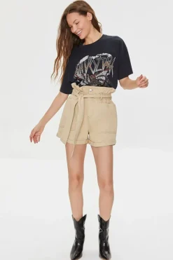 Belted Paperbag Twill Shorts