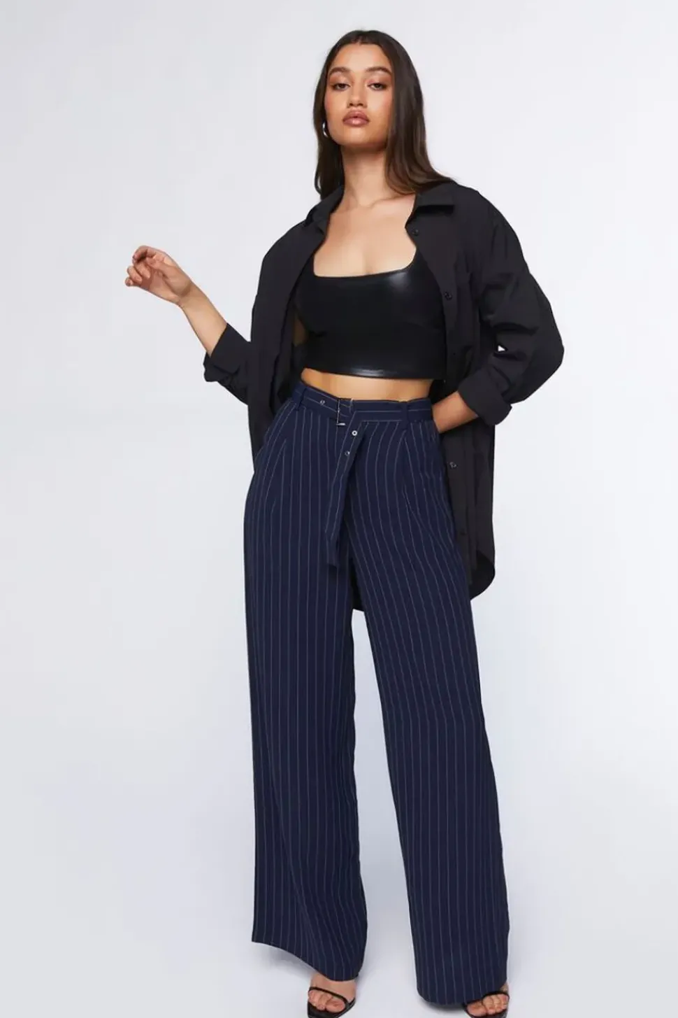 Belted Pinstripe Trousers