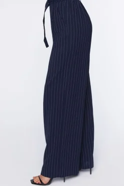 Belted Pinstripe Trousers