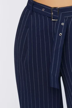Belted Pinstripe Trousers