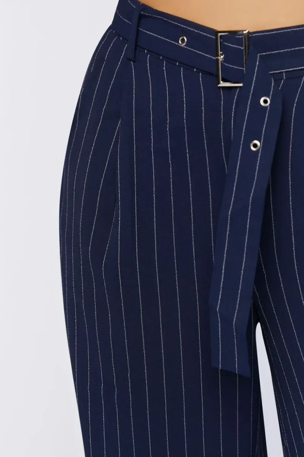 Belted Pinstripe Trousers