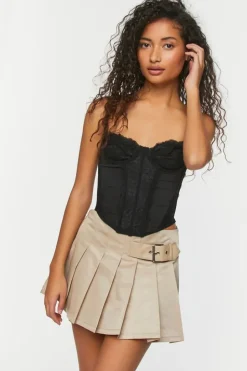 Belted Pleated Mini Skirt