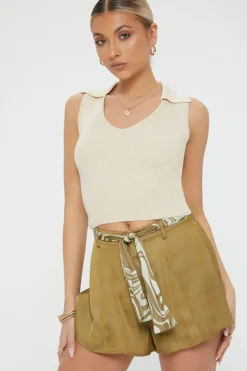 Belted Satin Mini Skirt
