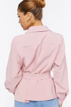 Belted Shawl Lapel Shacket
