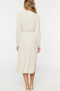 Belted Surplice Midi Dress