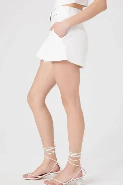 Belted Twill Mid-Rise Shorts