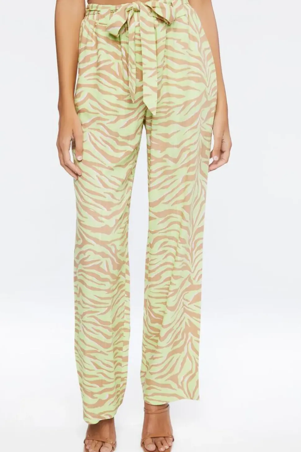 Belted Zebra Print High-Rise Pants