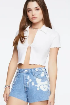 Bleach Dye Denim Shorts