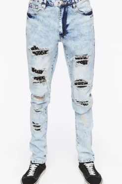 Bleached Wash Distressed Skinny Jeans